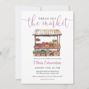 Fresh Off The Market QR Code Bridal Shower Invitation