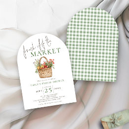 Fresh off the Market Sage Gingham Bridal Shower Invitation
