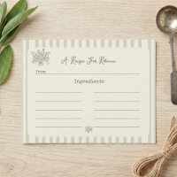 Fresh off the Market Sage Green Bridal Recipe Card