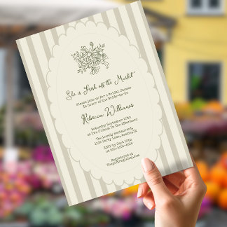 Fresh off the Market Sage Green Bridal Shower Invitation