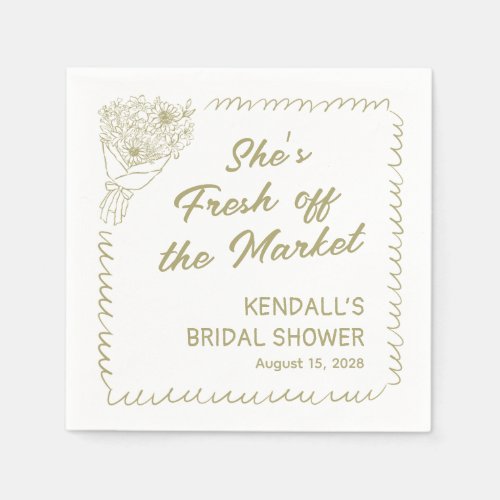 Fresh off the Market Sage Green Bridal Shower Napkins