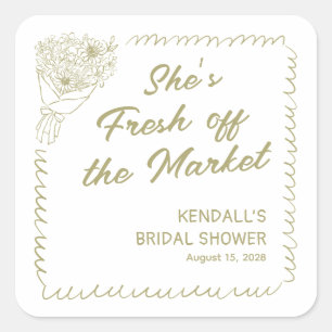 Fresh off the Market Sage Green Bridal Shower Square Sticker