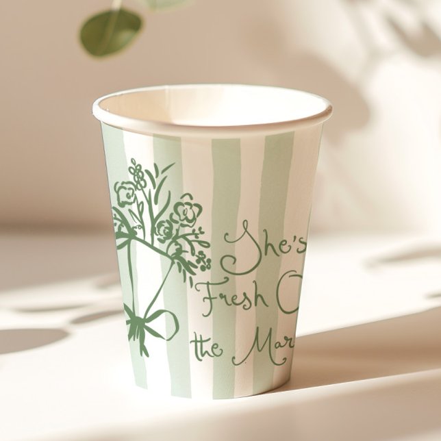 Fresh Off the Market Sage green whimsical Bouquet Paper Cups (Creator Uploaded)