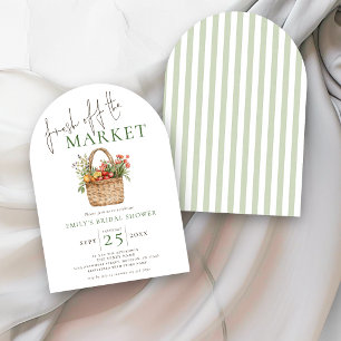 Fresh off the Market Sage Stripes Bridal Shower Invitation