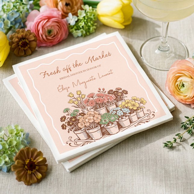 Fresh Off The Market Sketch Floral Bridal Shower Napkins (Fresh Off The Market Sketch Floral Bridal Shower Napkins)