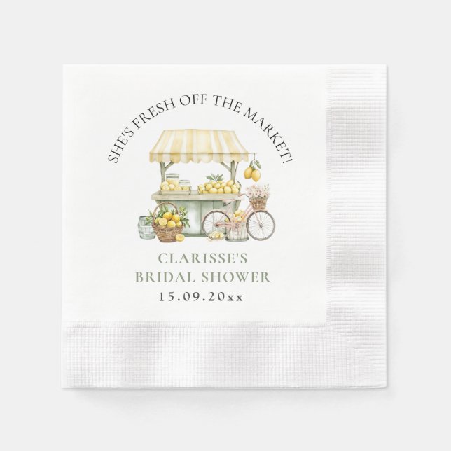 Fresh Off The Market Summer Citrus Bridal Shower Napkins (Front)