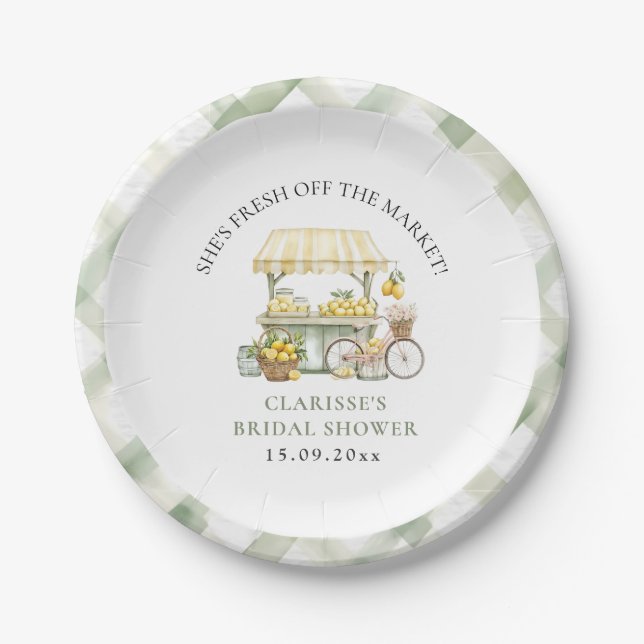 Fresh Off The Market Summer Citrus Bridal Shower Paper Plates (Front)