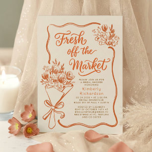 Fresh Off The Market Terracotta Bridal Shower Invitation