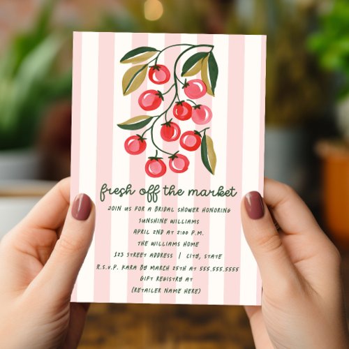 Fresh Off The Market Tomato Bridal Shower Invitation