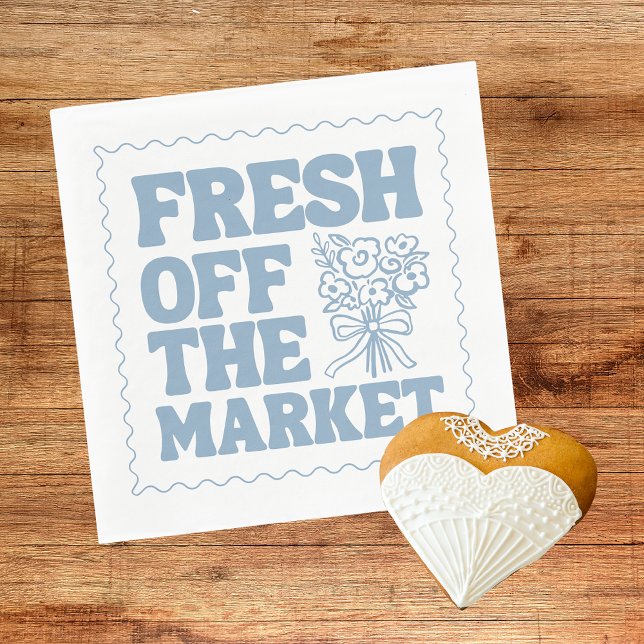 Fresh Off the Market Whimsical Blue Bridal Shower Napkins (Creator Uploaded)