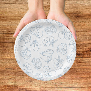 Fresh Off the Market Whimsical Blue Bridal Shower Paper Plates