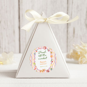 Fresh Off The Market Whimsical Bridal Shower Classic Round Sticker