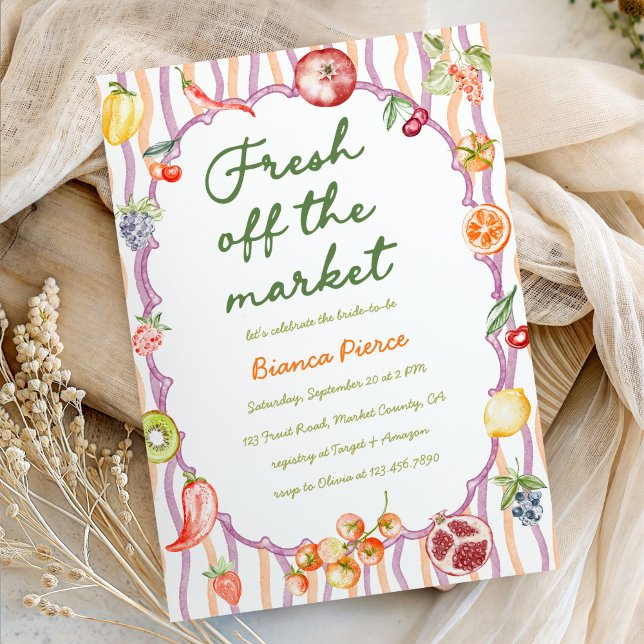 Fresh Off The Market Whimsical Bridal Shower Invitation (Creator Uploaded)