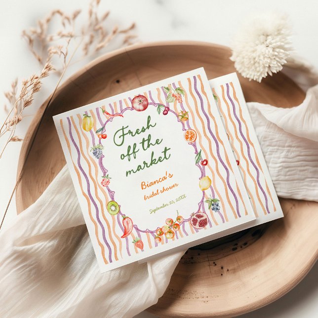 Fresh Off The Market Whimsical Bridal Shower Napkins (Creator Uploaded)
