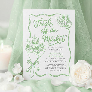 Fresh Off The Market Whimsical Drawn Bridal Shower Invitation