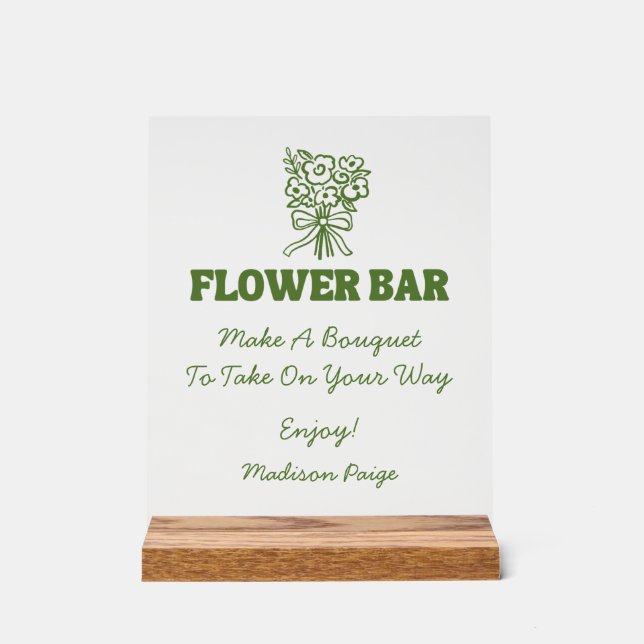 Fresh Off the Market Whimsical Green Bridal Shower Acrylic Sign (Front)