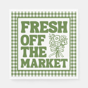 Fresh Off the Market Whimsical Green Bridal Shower Napkins