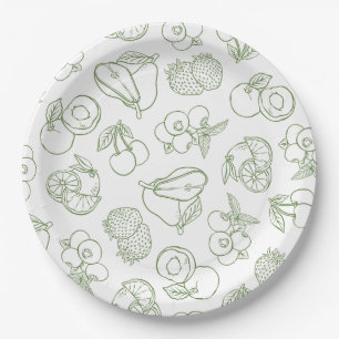 Fresh Off the Market Whimsical Green Bridal Shower Paper Plates