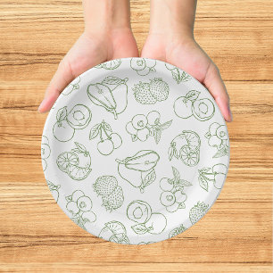 Fresh Off the Market Whimsical Green Bridal Shower Paper Plates