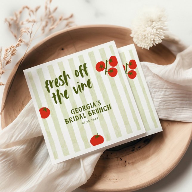 Fresh Off The Vine Tomato Bridal Shower Napkins (Creator Uploaded)