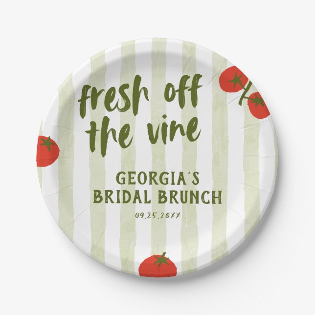 Fresh Off The Vine Tomato Bridal Shower Paper Plates (Front)