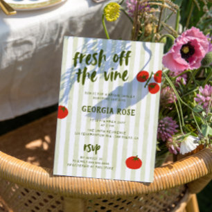 Fresh Off The Vine Tomato Hand Drawn Bridal Shower Invitation