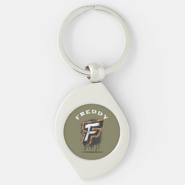  Fresh Off the Wall: Bold Graffiti Monogram "F" Keychain (Front)