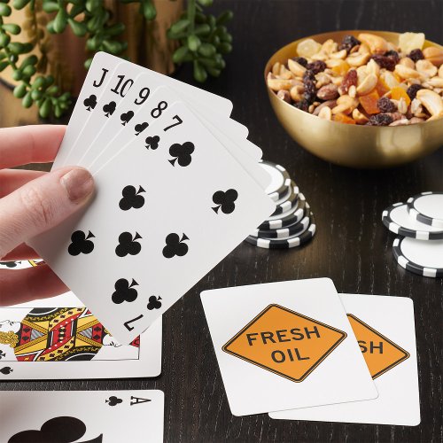 Fresh Oil Road Sign Playing Cards