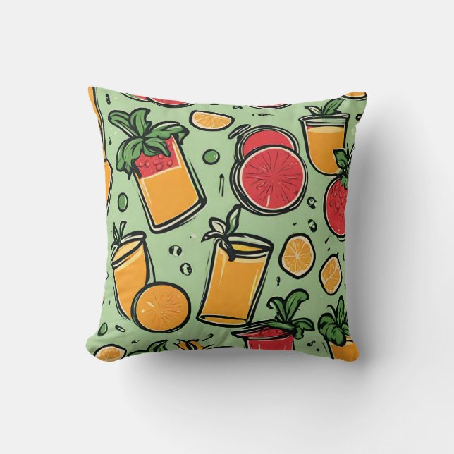 Fresh Orange and Pomegranate Juice Pattern Throw Pillow (Front)