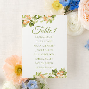 Fresh Orange Citrus Wedding Seating Chart Card