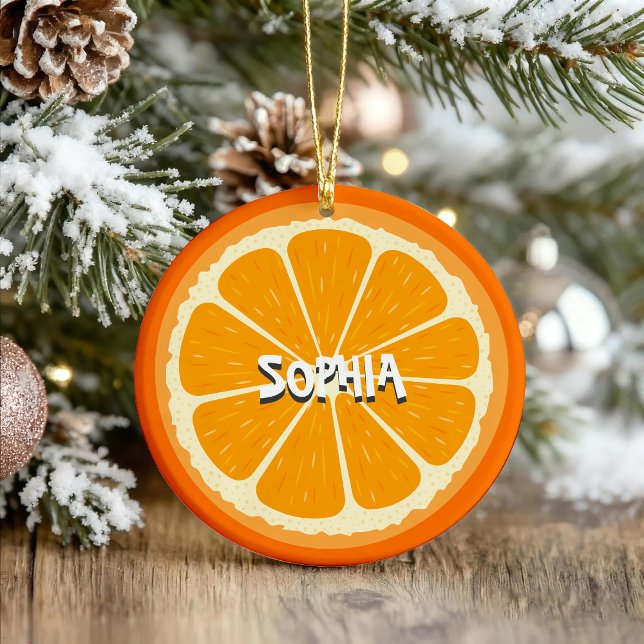 Fresh Orange Fruit Juicy Lemon Juice Illustration Ceramic Ornament (Creator Uploaded)