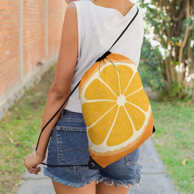 Fresh Orange Fruit Juicy Lemon Juice Illustration Drawstring Bag (Creator Uploaded)