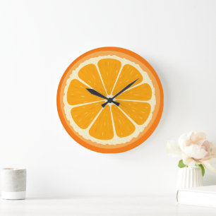 Fresh Orange Fruit Juicy Lemon Juice Illustration Large Clock