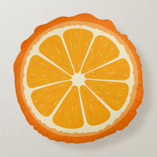 Fresh Orange Fruit Juicy Lemon Juice Illustration Round Pillow