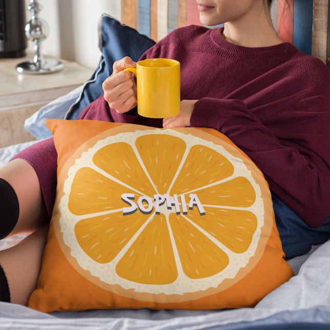 Fresh Orange Fruit Juicy Lemon Juice Illustration Throw Pillow (Creator Uploaded)