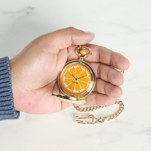 Fresh Orange Fruit Juicy Lemon Juice Illustration Watch (Hand)