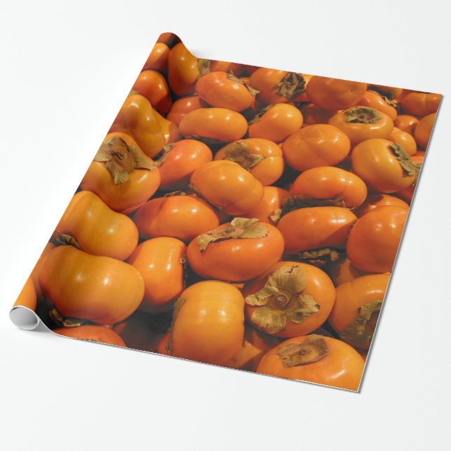 Fresh Orange Persimmon Fruits Wrapping Paper (Unrolled)
