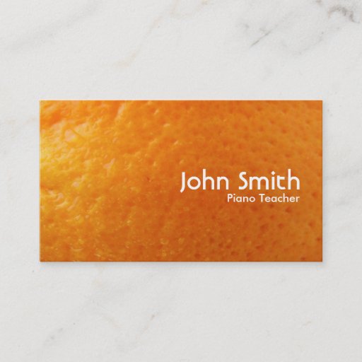 Customizable Fresh Orange Piano Teacher Business Card