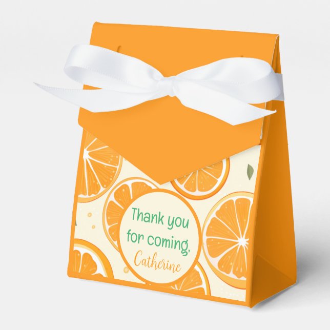 Fresh Orange Slice Pattern – Bright Citrus Fruit Favor Boxes (Front Side)