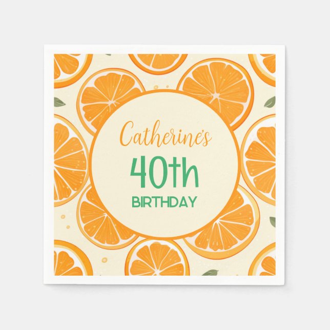 Fresh Orange Slice Pattern – Bright Citrus Fruit  Napkins (Front)