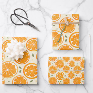 Fresh Orange Slice Pattern – Bright Citrus Fruit Wrapping Paper Sheets