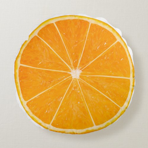 Fresh Orange Slice Round Pillow