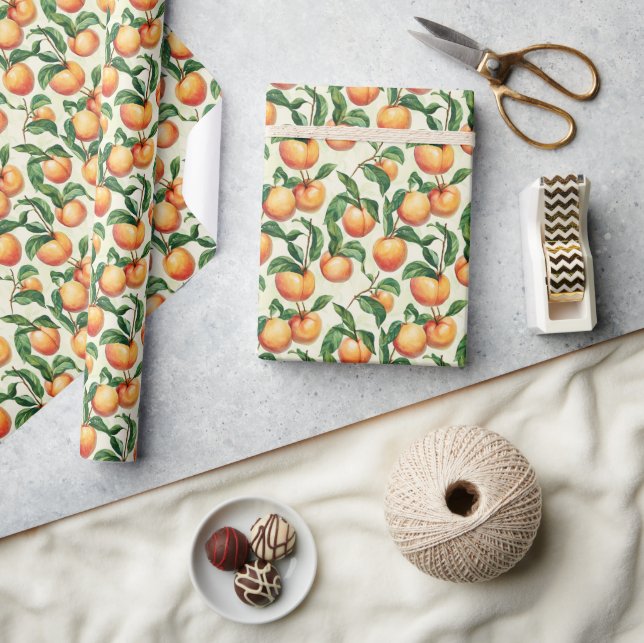 Fresh Orange Watercolor Orchard Wrapping Paper (Crafts)