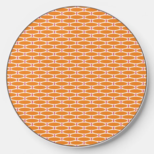 Fresh Orange White Bright Red Tiled Oval Pattern  Wireless Charger