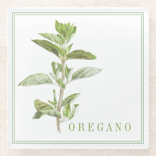 FRESH OREGANO Glass Beverage Coaster