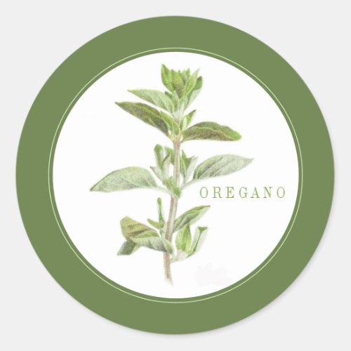 FRESH OREGANO Small Round Stickers text Green