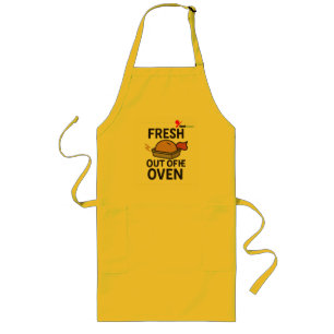 "Fresh Out of the Oven" Funny Foodie Chef Yellow Long Apron
