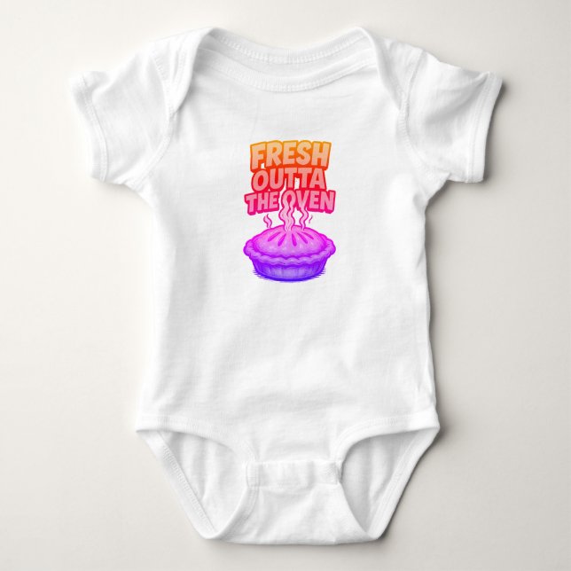 'Fresh Outta the Oven' Baby Outfit Bodysuit (Front)