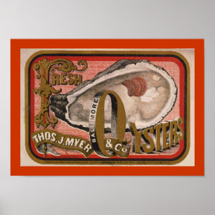 Fresh Oyster Label Art Poster