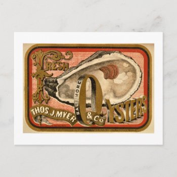 Fresh Oysters Vintage Baltimore Ad Circa 1870 Postcard by scenesfromthepast at Zazzle